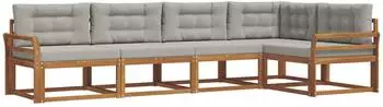vidaXL Outdoor-Sofagarnitur mit Kissen, 5-tlg., natur und hellgrau (3367579)