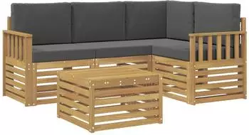 vidaXL Outdoor-Sofagarnitur 5-tlg. weiß/anthrazit, Akazie (3391787)