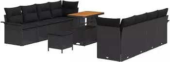 vidaXL Gartenlounge-Set 11-tlg. höhenverstellbar, schwarz, Poly-Rattan (3362109)
