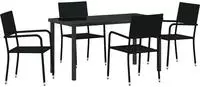 vidaXL Garten Essgruppe mit Kissen 5 pcs Schwarz Poly-Rattan