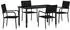 vidaXL Garten-Essgruppe mit Kissen, 5-tlg., Poly-Rattan, schwarz (3380038)