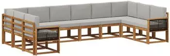 vidaXL Garten-Lounge-Set 10-tlg. natur/hellgrau (3385572)