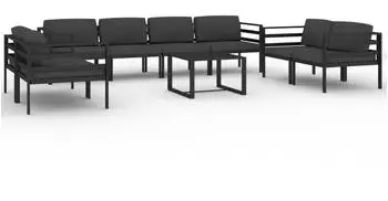 vidaXL Garten-Lounge-Set 9-tlg. mit Kissen, Aluminium, anthrazit (3107799)