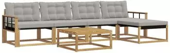 vidaXL Outdoor-Sofagarnitur 6-tlg., wei&szlig; und hellgrau (3388617)