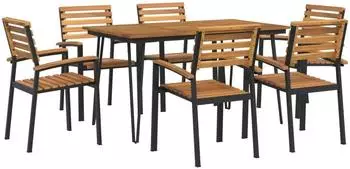 vidaXL Garten-Essgruppe 7-tlg. Akazienholz und Metall (3155415)
