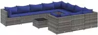 vidaXL 11-tlg. Garten-Sofagarnitur mit Kissen Grau Poly Rattan