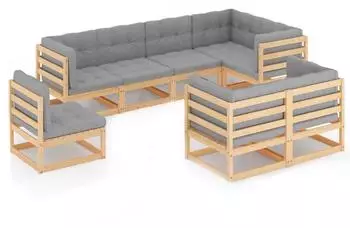 vidaXL Garten-Lounge-Set 8-tlg. mit Kissen, Massivholz Kiefer (3076714)
