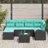 vidaXL Gartenlounge-Set mit Kissen, 7-tlg., schwarz/türkis, Poly-Rattan (3354795)