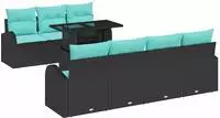 vidaXL Gartensofa-set mit Kissen mit Kissen 8 pcs Schwarz Poly Rattan