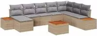 vidaXL Gartensofa-set mit Kissen 9 pcs Beige Poly Rattan