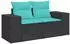 vidaXL Garten-Sofagarnitur 7-tlg. mit Kissen, Poly Rattan, schwarz (3326738)