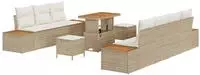 vidaXL 10-teiliges Garten-Sofa-Set mit Kissen Beige Poly Rattan Akazie