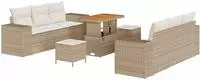 vidaXL Gartensofa-set 9 Stk. Beige Poly Rattan