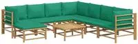 vidaXL 9-tlg. Garten-Lounge-Set mit Gr&uuml;nen Kissen Bambus