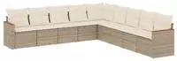 vidaXL 9-tlg. Garten-Sofagarnitur mit Kissen Beige Poly Rattan