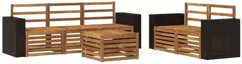 vidaXL Outdoor-Sofagarnitur 6-tlg. Akazien-Massivholz, natur (3384030)
