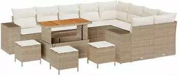 vidaXL Gartenlounge-Set 13-tlg. beige Poly-Rattan (3362051)