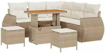 vidaXL Garten-Sofa-Set 8-tlg. beige Poly-Rattan (3361876)