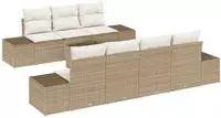 vidaXL 8-teiliges Garten Sofa Set mit Kissen Beige Poly-Rattan