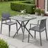 CLP Pula Gartenmöbel-Set 2 Stapelstühle & Bistrotisch, Kunststoff, dunkelgrau (328374)