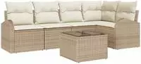 vidaXL 6-teiliges Garten Sofa Set mit Kissen Braun Poly Rattan