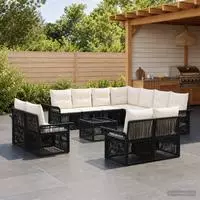 vidaXL Gartensofa-set 12 stk. Schwarz und Cremewei&szlig; Poly-Rattan