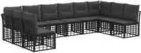 vidaXL Outdoor-Sofagarnitur Schwarz Polyester