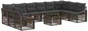 vidaXL Gartenlounge-Set 11-tlg. grau Poly-Rattan (3436118)