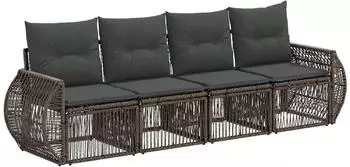 vidaXL Gartenlounge-Set 4-tlg. grau/dunkelgrau Poly-Rattan (3435341)
