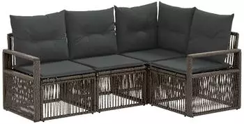 vidaXL Gartenlounge-Set Poly-Rattan grau, 4-tlg. (3435704)