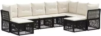 vidaXL Gartenlounge-Set 9-tlg. schwarz Poly-Rattan (3434440)