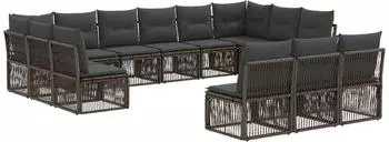 vidaXL Gartenlounge-Set 13-tlg. grau Poly-Rattan (3434387)
