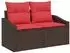 vidaXL Sofa-Set mit Stauraum und Kissen, Poly-Rattan, braun (3359303)