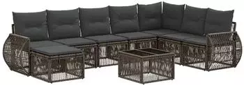 vidaXL Gartenlounge-Set 9-tlg. grau/dunkelgrau Poly-Rattan (3435512)