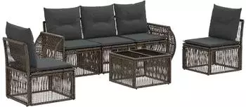 vidaXL Gartenlounge-Set 6-tlg. grau/dunkelgrau Poly-Rattan (3435377)