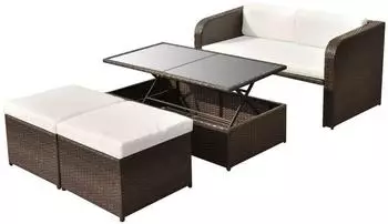 vidaXL Garten-Lounge-Set 4-tlg. Poly Rattan braun (42480)