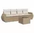 vidaXL Garten-Sofagarnitur 5-tlg. mit Kissen, Poly Rattan, beige (3221087)