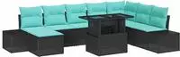 Gartensofa-set 9 Stk. Schwarz Und Blau Poly-rattan Vidaxl