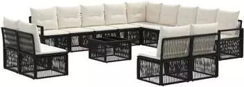 vidaXL Gartenlounge-Set 14-tlg. schwarz Polyrattan (3435877)