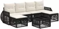vidaXL Gartensofa-set 7 stk. Schwarz und Cremewei&szlig; Poly-Rattan