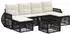 vidaXL Gartenlounge-Set 7-tlg. Poly-Rattan, schwarz/cremeweiß (3435499)