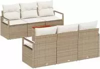 vidaXL Gartensofa-set 7 stk. Beige Poly-Rattan