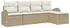 vidaXL Garten-Sofa-Set mit Kissen, 5-teilig, beige, Poly Rattan (3346001)