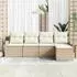 vidaXL Garten-Sofa-Set mit Kissen, 5-teilig, beige, Poly Rattan (3346001)