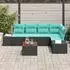 vidaXL Gartenlounge-Set 6-tlg. Poly-Rattan schwarz/türkis (3356632)