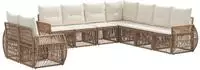 vidaXL Gartensofa-set 9 stk. Beige und Cremewei&szlig; Poly-Rattan