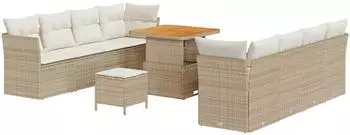 vidaXL Garten-Sofaset 11-teilig, 8-Sitzer, Poly-Rattan, beige/creme (3363406)