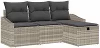 vidaXL Sofa Set 4 stk. Hellgrau Poly-Rattan