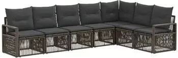 vidaXL Gartenlounge-Set 7-tlg. grau Poly-Rattan (3435722)