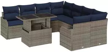 vidaXL Essgruppe 9-tlg., grau (3348441)